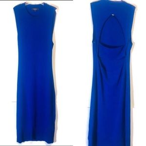 Rachel Roy Dress Midi Blue Knit Bodycon Sleeveless Cutout-back Size XL Cocktail